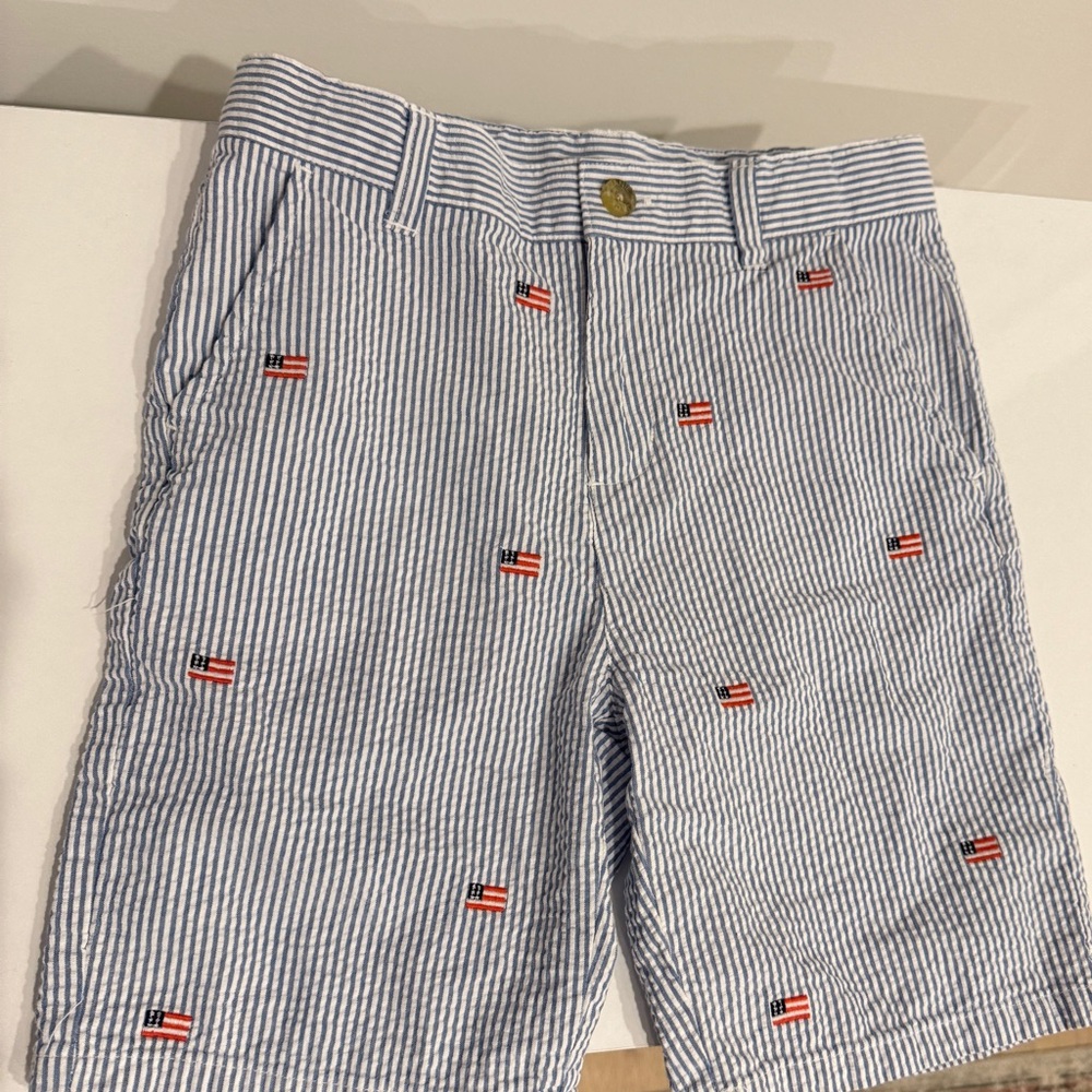 Striped Kids Shorts with Flag Embroidery